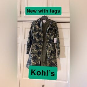 Nine West NWT Camo Women’s Coat Size XS Cinched Waist from Kohl’s